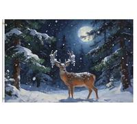 Bandiera Per Barca Snowfall On Reindeers In A Trees Winter Scenery