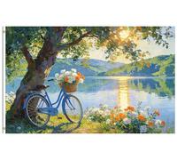 Bandiera Per Barca Spring Is Here Beautiful Landscape Bicycle Colorful
