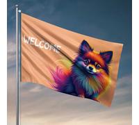 Bandiera per camera da letto Benvenuti nel mondo colorato della Pomerania, bandiera da uomo, decorazione country (60 x 90 cm)