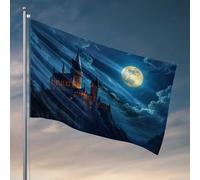 Bandiera per camera da letto, castello mistico sotto la luna piena, bandiera da uomo, decorazione country (120 x 180 cm)