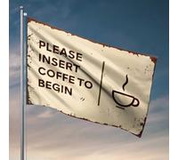 Bandiera per camera da letto inserto caffè per iniziare: un segno dei tempi bandiera uomo decorazione country (60 x 90 cm)