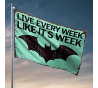 Bandiera per camera da letto Live Every Week Like It'S Week: una bandiera motivazionale ispirata al pipistrello, decorazione da uomo (60 x 90 cm)