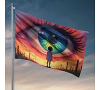 Bandiera per camera da letto, ragazza che guarda l'occhio gigante, bandiere alla moda per uomo bandiere all'aperto grotta decorativa (30 x 45 cm)