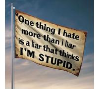Bandiera per camper con scritta in inglese "One Thing I Hate More Than A Liar Is A Liar That Thinks I'm Stupid". Bandiera per patio e bar, decorazione artistica da cortile (60 x 90 cm)