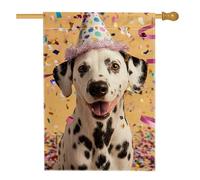 Bandiera per cani con scritta "Happy Birthday", striscione giallo per celebrazioni con coriandoli, bandiera da giardino in iuta su entrambi i lati, per decorazione esterna e decorazione per feste, 71