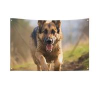 Bandiera per cani da pastore tedesco in esecuzione 35 x 59 pollici, non sbiadisce, bandiera di benvenuto per giardino, cortile, casa, cartello decorativo per interni ed esterni, decorazione della casa