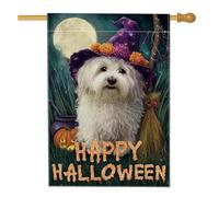 Bandiera per cani di Halloween, cappello da strega viola, decorazione per la casa e il giardino, bandiera da giardino in iuta su entrambi i lati, decorazione festiva per esterni, 71 x 101 cm