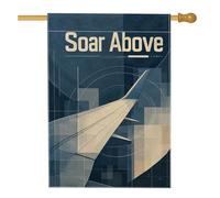 Bandiera per casa con ali di aereo, forme geometriche moderne e minimaliste, linee astratte, da viaggio, blu navy, su entrambi i lati, in iuta, portico, decorativo, per esterni, patio, cortile, prato