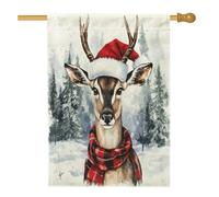 Bandiera per casa con antilopi di buon Natale, 71 x 101 cm, double face, decorativa per esterni, divertente per l'inverno, per Natale, cortile, casa, vacanze, fauna selvatica, all'aperto, piccola