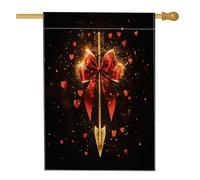 Bandiera per casa con arco, romantica, con cuori a punta di freccia, per San Valentino, in iuta su entrambi i lati, decorativa, per esterni, cortile, prato, patio, porta d'ingresso, 71 x 101 cm