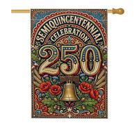 Bandiera per casa con campana, per celebrazioni vintage con papavero e grano in iuta rossa, double face, bandiere decorative per portico anteriore, per esterni, cortile, prato, patio, porta d'ingresso