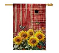 Bandiera per casa con girasole, rustica con farfalla in iuta gialla, su entrambi i lati, grande bandiera da giardino per esterni, prato, cortile, patio, ingresso 71 x 101 cm