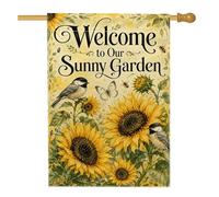 Bandiera per casa con girasole, rustica naturale uccello farfalla gialla estiva su entrambi i lati, decorativa per esterni, patio, cortile, prato, ingresso, balcone, 71 x 101 cm