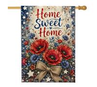 Bandiera per casa con papaveri, rustica vintage con crisantemo rosso stagionale su entrambi i lati, grande bandiera da giardino per esterni, prato, cortile, patio, ingresso 71 x 101 cm