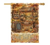 Bandiera per casa con supporto per sidro, rustica, accogliente, zucche, lanterne, autunnali, arancione, doppia parete, per esterni, patio, prato, ingresso, campeggio, 71 x 101 cm