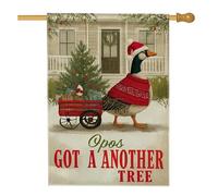 Bandiera per casa d'anatra, rustica natalizia con albero di Natale, carro rosso, in iuta rossa, decorativa su entrambi i lati, per esterni, patio, cortile, prato, ingresso, balcone, 71 x 101 cm