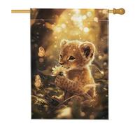 Bandiera per casa dei cuccioli, fauna selvatica e natura, farfalla fiore nessuno oro tela da imballaggio su entrambi i lati, grande bandiera da giardino per esterni, patio, cortile, prato, ingresso