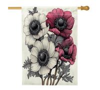 Bandiera per casa dei fiori con anemoni primaverili, 71 x 101 cm, double-face, decorativa per esterni, semplice e carina, motivo floreale per cortile, bandiera per la casa, motivo botanico per esterni
