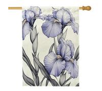 Bandiera per casa dei fiori con iris primaverili, 71 x 101 cm, double-face, per decorazione esterna, semplice e carina, bandiera per la casa, motivo botanico per esterni, cortile e prato