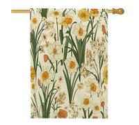Bandiera per casa dei fiori con narciso primaverile, 71 x 101 cm, double-face, per decorazione esterna, fiori di campo vintage, bandiera per la casa, motivo estetico per esterni