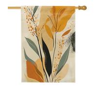 Bandiera per casa dei fiori con verga d'oro primaverile, 71 x 101 cm, double face, decorativa per esterni, motivo retrò di metà secolo, bandiera per la casa, divertente e stravagante motivo esterno