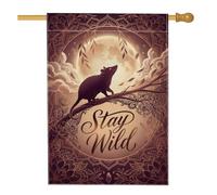 Bandiera per casa dei ratti, fantasiosa natura con rami lunari autunnali marroni su entrambi i lati, grande bandiera da giardino per esterni, patio, prato, ingresso campeggio, 71 x 101 cm