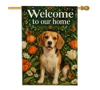 Bandiera per casa del cane, benvenuto floreale tulipani farfalla verde primavera doppia tela esterna grande bandiera da giardino per patio esterno prato ingresso campeggio 71 x 101 cm