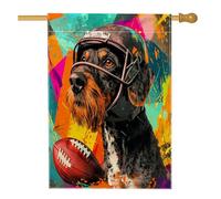 Bandiera per casa del cane con puntatore tedesco a pelo metallico, 71 x 101 cm, double face, per decorazione esterna, football americano, rugby, sport, cuccioli, bandiera, casa, cortile, prato