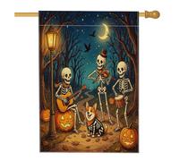 Bandiera per casa del cane Corgi di Halloween, 71 x 101 cm, per esterni, scheletro per le vacanze, bandiera verticale standard per la casa, zucche per cortile anteriore e cortile, decorazione per
