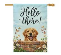 Bandiera per casa del cane, fantasia ispirata alla natura, farfalla crisantemo primavera blu iuta doppia faccia grande bandiera da giardino per esterni cortile prato patio ingresso 71 x 101 cm
