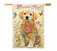 Bandiera per casa del cane, fiori fantasiosi primaverili farfalla primavera pastello iuta double face grande bandiera da giardino per esterni patio cortile prato ingresso balcone 71 x 101 cm