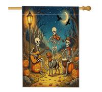 Bandiera per casa del cane Rhodesian Ridgebacks per Halloween, 71 x 101 cm, per esterni, scheletro per le vacanze, bandiera verticale standard per la casa, zucche, cortile, cortile, decorazione per