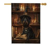 Bandiera per casa del cane Scottish Terrier di Halloween, 71,1 x 101,2 cm, double face, per esterni, per esterni, spaventosa strega, libri magici per cuccioli, bandiera per la casa, piccola bandiera