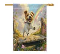 Bandiera per casa del cane Spring Russell Terrier, 71 x 101 cm, double-face, per decorazione esterna, giardino, campagna, cuccioli, cortile, casa, tela, divertente, motivo floreale, per esterni