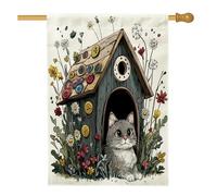 Bandiera per casa del gatto persiano primaverile, 71,1 x 101,2 cm, double-face, decorativa per esterni, divertente bandiera per la casa del gattino, in tela, per animali domestici, grazioso motivo per