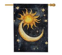 Bandiera per casa del sole, celestiale fantasiosa luna stelle estate gialla doppia faccia bandiere decorative per portico anteriore per esterni patio cortile prato ingresso balcone 71 x 101 cm