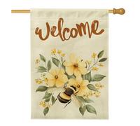 Bandiera per casa delle api autunnali ad acquerello, 71 x 101 cm, double-face, decorativa per esterni, divertente bandiera autunnale con insetti floreali, per la casa, stile retrò, foglie di piante