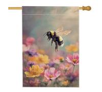 Bandiera per casa delle api, fiori fantasiosi con farfalla gialla primaverile su entrambi i lati, grande bandiera da giardino per esterni, patio, cortile, prato, ingresso, balcone, 71 x 101 cm