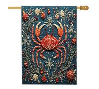 Bandiera per casa di granchio di Natale da spiaggia, 71,1 x 101,2 cm, double-face, decorativa per esterni, per lavori a maglia, spiaggia, spiaggia, Natale, cortile, giardino, casa, casa, vacanza