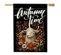 Bandiera per casa di pecora nera autunnale, 71 x 101 cm, double face, decorativa per esterni, con funghi autunnali in tela, bandiera per la casa, motivo vintage per esterni