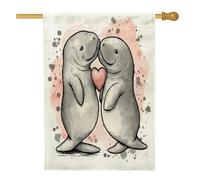 Bandiera per casa di San Valentino lamantino, 71 x 101 cm, double-face, per decorazione esterna, oceano, mare, mare, mare, amore, cuore, bandiera, casa, tela, per coppie, amanti esterni, cortile