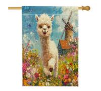 Bandiera per casa in alpaca primaverile, 71 x 101 cm, double-face, per esterni, giardino, campagna, animali da cortile, bandiera per la casa, divertente motivo floreale per esterni, cortile e prato
