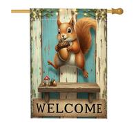 Bandiera per casa scoiattolo, benvenuto rustico ghianda fungo autunno marrone su entrambi i lati decorativo esterno portico bandiere per esterni patio cortile prato ingresso balcone 71 x 101 cm