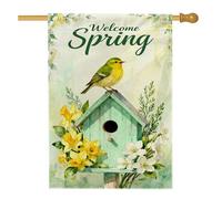 Bandiera per casetta degli uccelli, fiori primaverili e naturali, gialli primaverili su entrambi i lati, in iuta, per portico, patio, cortile, prato, ingresso, balcone, 71 x 101 cm