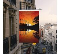 Bandiera per chitarra con musica al tramonto, 3 x 1,5 m, bandiere da giardino per esterni, bandiere per la casa durevoli con occhielli bandiere decorative da cortile grande banner per feste interne