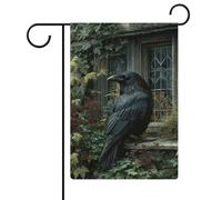 Bandiera per davanzale della finestra del vecchio cottage fantasy, bandiera da giardino stagionale, in iuta, double face, per esterni, 30,5 x 45,7 cm