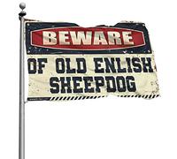 Bandiera per dormitorio divertente attenzione al vecchio cane pastore inglese bandiera uomo cabe decorazione per uomo caverna (60 x 90 cm)