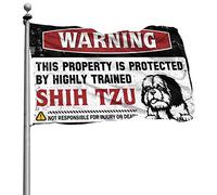 Bandiera per dormitorio divertente avvertimento Questa proprietà è protetta da una bandiera Shih Tzu altamente addestrata, decorazione per bar per la casa divertente decorazione universitaria (30 x 45