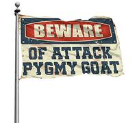 Bandiera per dormitorio divertente Beware of Attack Pygmy Goat Flag Cool Poster per ragazzi bandiere divertenti (60 x 90 cm)