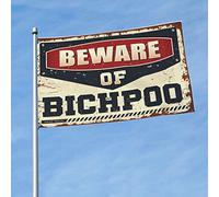 Bandiera per dormitorio divertente Beware Of Bichpoo bandiera uomo Cabe Decor Decor per uomo Caverna (120 x 180 cm)